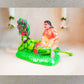 Handcrafted Bheema Garvam Navaratri Golu Doll Set depicting Hanuman humbling Bheema, vibrantly painted and intricately detailed.