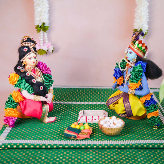 Andal & Krishna Marriage Costume Dolls for Navaratri Golu Display in Traditional Attire.