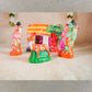 Handcrafted Navarathri Golu doll set featuring Lord Rama, Sita, Lakshmana, and the golden deer, with a hut and forest backdrop.