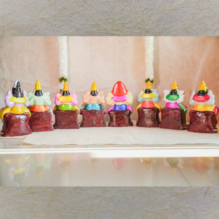 Handcrafted Navarathri Golu Dolls Vaasthu Deivangal Set featuring brightly painted Vaasthu deities for festive and spiritual decor.