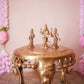 Handcrafted Brass Murugan Set featuring Lord Murugan with Valli and Devasena, intricately detailed and perfect for home temples and Navaratri displays.