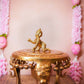 Big Brass Ladoo Krishna idol, intricately handcrafted, depicting Bal Krishna holding a ladoo, perfect for home temples and festive decor.