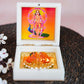 Murugan Paduka in a Decorative Box with Golden Base and Image of Lord Murugan with a Peacock.