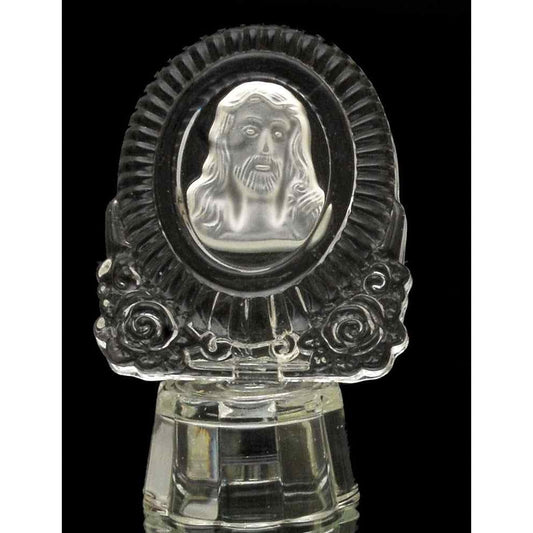 Crystal Jesus Bust – Transparent Glass Idol With Ornate Base