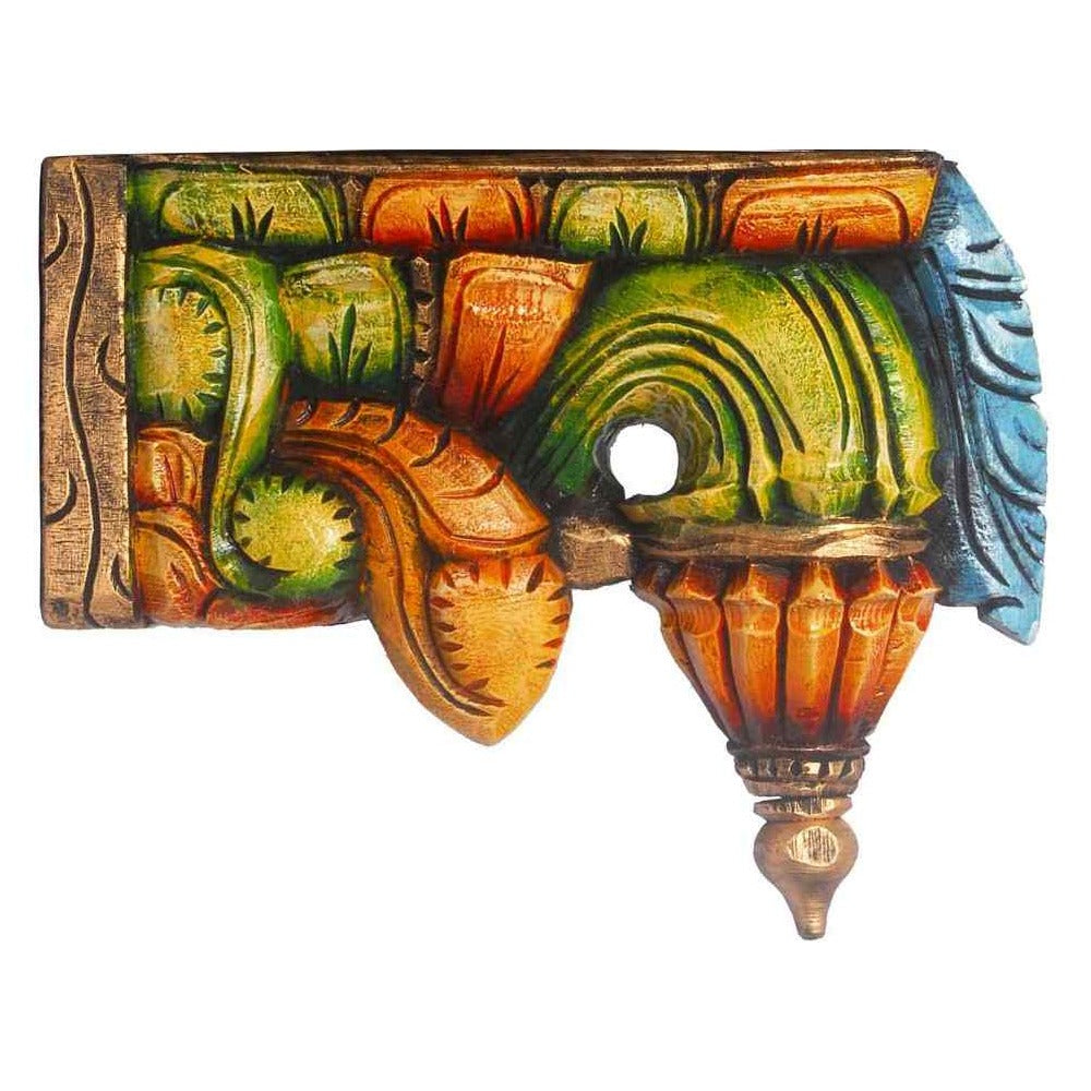 Enduring Hand-Carved Bodhi Wooden Bracket – Large Size Ethnic Wall Accent