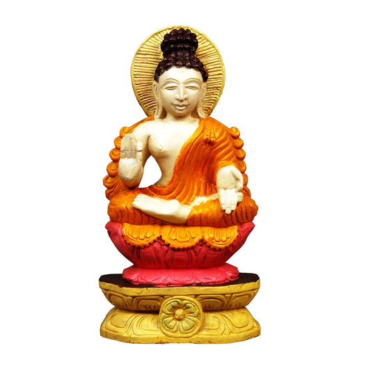 Enduring Seated Buddha On Lotus Base – Handcrafted Wooden Idol For Peace & Meditation