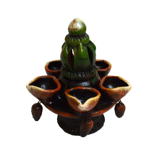 Terracotta  Diya Hanging Lamp With Long Handle