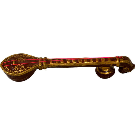 Miniature Wooden Veena – Traditional Musical Instrument Prop For Saraswati Or Narada Dolls