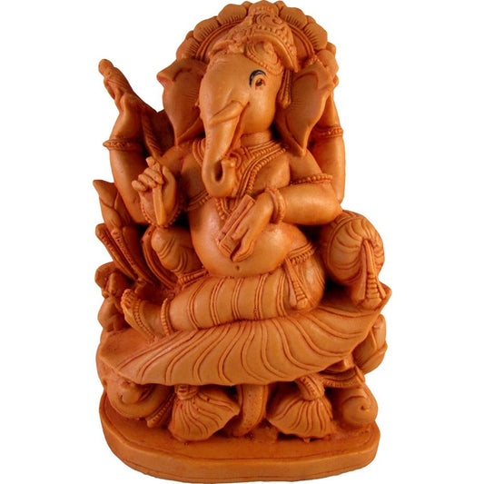 Chandan Seated Ganesha On Cushion – Handcrafted Wooden-Finish Idol