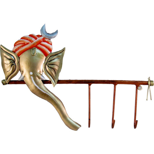Key Golden Ganesha With Moon Key Hanger