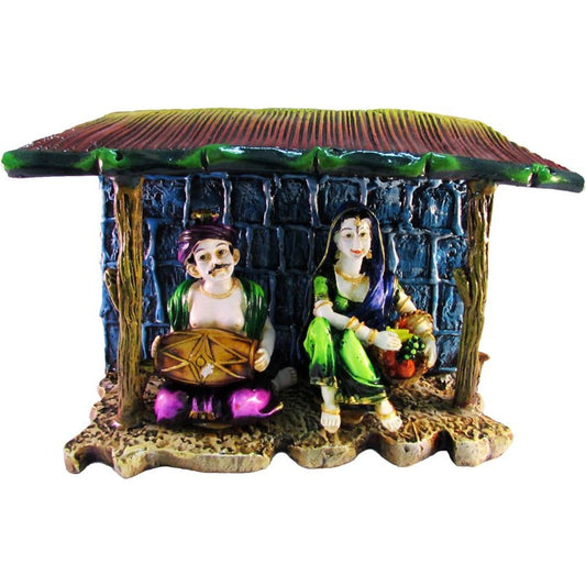 Enchanting Village Couple Figurine – Mridangam & Fruit Selling Scene For Golu Display