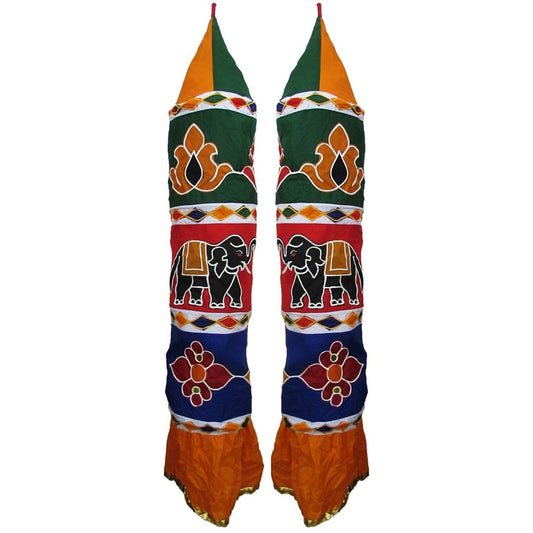 Traditional Fabric Thombai – 5 Ft Temple Hanging With Elephant & Floral Motifs