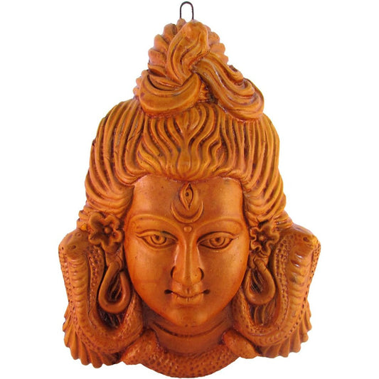 Lord Shiva Wall Hanging – Handcrafted Wooden-Finish Face Sculpture