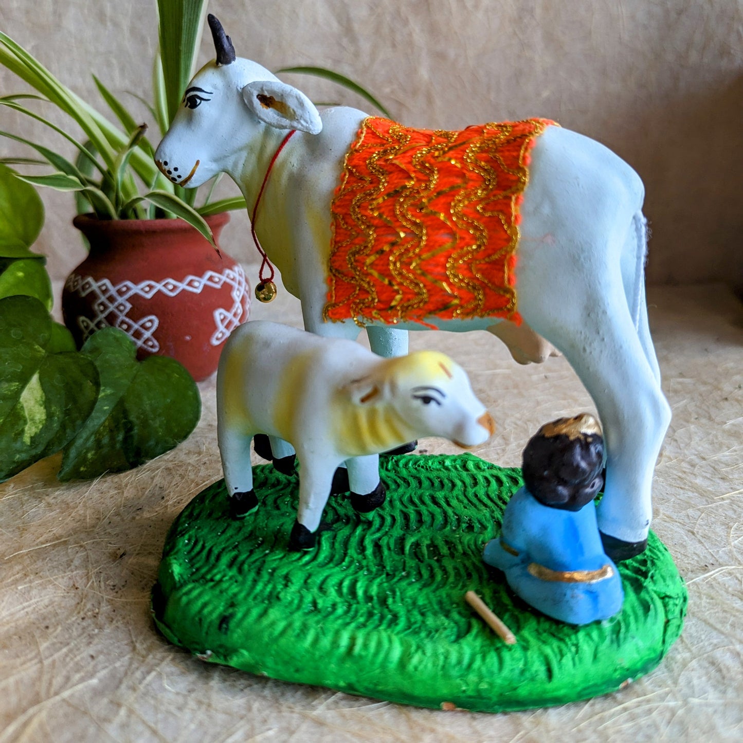 Cow With Gopal Navaratri Traditional Golu Doll
