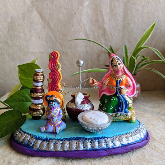 Yeshoda Krishna Skimming Butter Navaratri Traditional Golu Doll