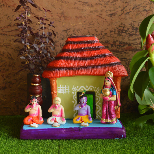 Krishna Balarama Sudhama Eating Navaratri Traditional Golu Doll