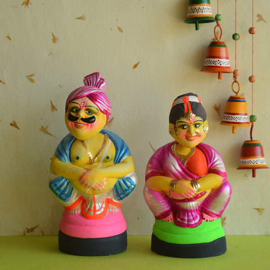 Couple (Dancing Heads) Sitting Navaratri Traditional Golu Doll
