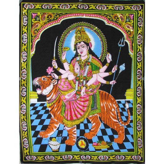 Goddess Durga Wall Hanging – Vibrant Traditional Fabric Art