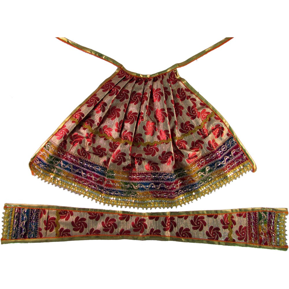 Deity Amman Pavadai (Skirt) And Stole Set - Embroidered