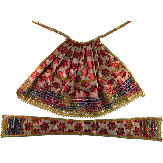 Deity Amman Pavadai (Skirt) And Stole Set - Embroidered