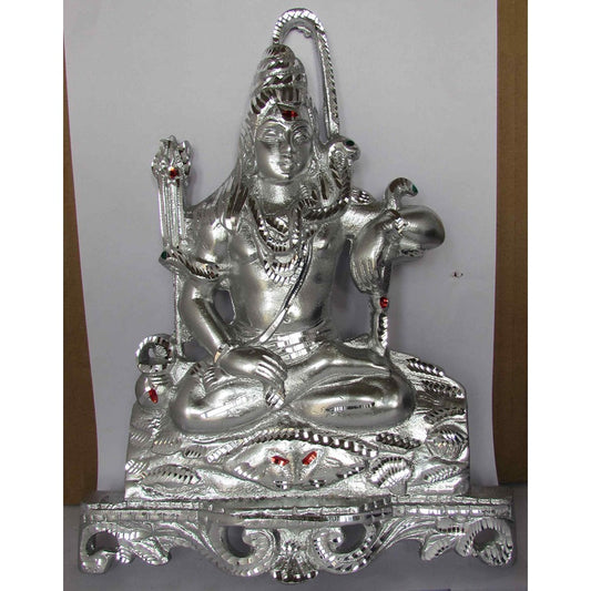 Silver-Toned Shiva Wall Hanging – Seated Meditative Form