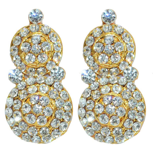 Karnapathakkam - White Stone Embellished Gold Plated Earrings