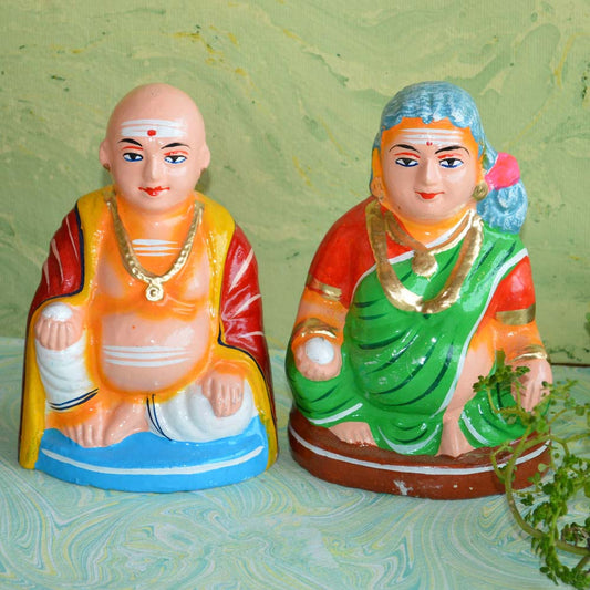 Navarathri Golu Doll Chettiyar And Chettiachi Set- Pattai