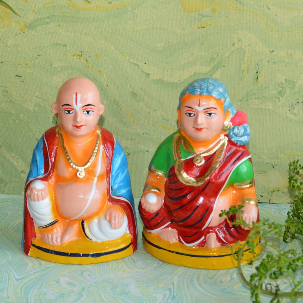 Navarathri Golu Doll Chettiyar And Chettiachi Set- Naamam
