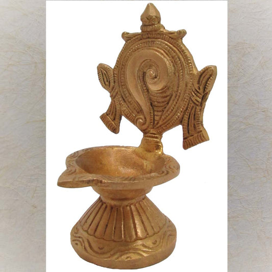 Eternal Shank Lamp crafted from brass with intricate traditional design, perfect for pooja rituals.