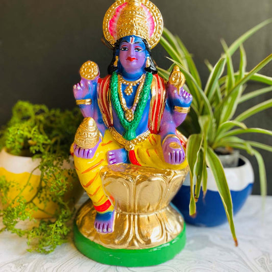 Handcrafted Dhanvantri Golu Doll in Multicolor with Gold Detailing for Navaratri Decor