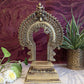 Brass Prabavali with stand featuring intricate handcrafted details, perfect for temples, altars, and traditional decor.