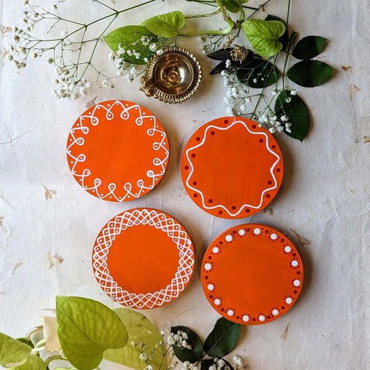 Round Border Design 4"(Set Of 2)