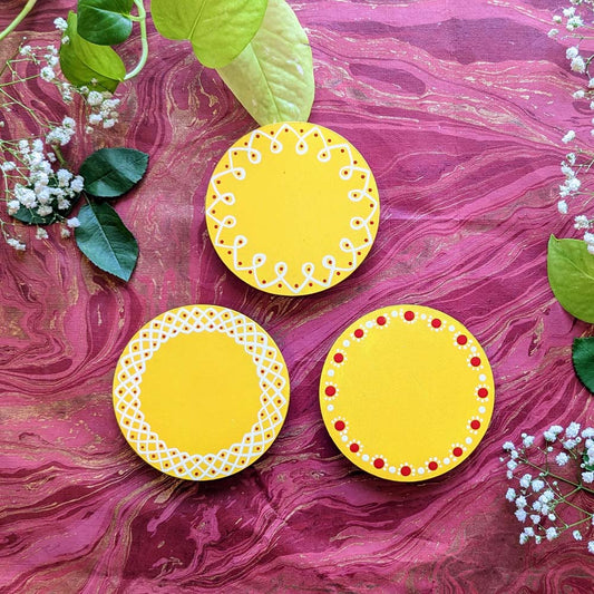 Round Border Design 4"(Set Of 2)