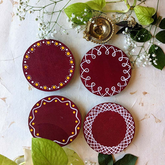 Round Border Design 4"(Set Of 2)