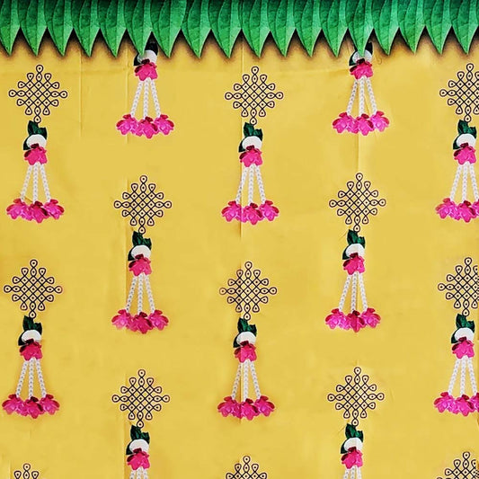 Festive Backdrop Screen - Leaf Toran And Flower Hanging