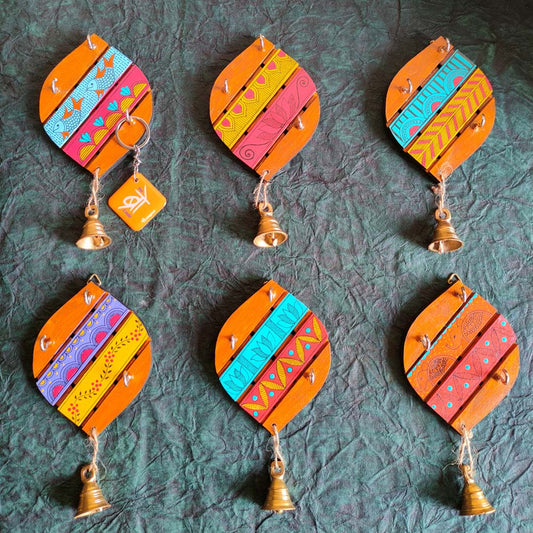 Madhubani Key Holder Drop Shape Minimum Order Pack Of 6