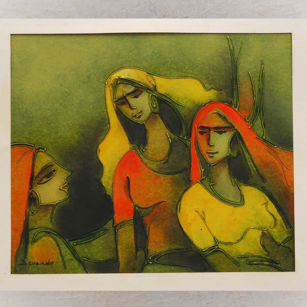 Acrylic Painting 2 Ladies In Gossip