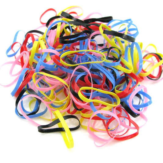 Set of 12 colorful disco rubber bands in vibrant shades, perfect for hairstyling and multipurpose use