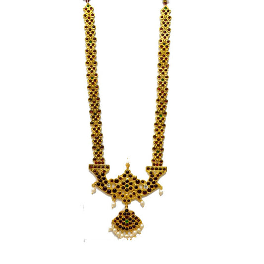 Temple Jewelry Long Necklace With Kemp & Pearls