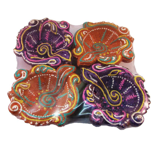 Earthen Diwali Diya 4 Pcs Set