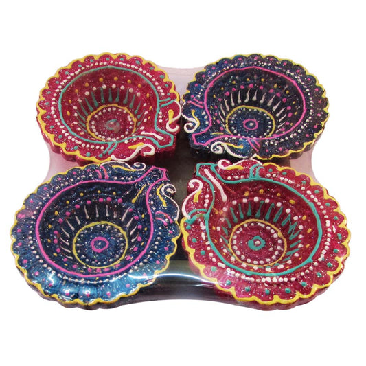 Earthen Diwali Diya 4 Pcs Set