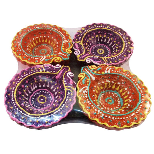 Earthen Diwali Diya 4 Pcs Set